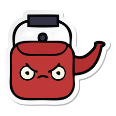 sticker of a cute cartoon kettle