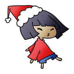 christmas gradient cartoon of kawaii girl