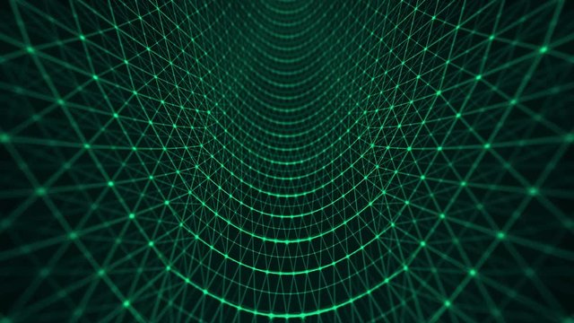 Abstract triangle poligonal grid space green