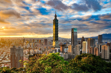 Fototapeta premium Tajpej, Tajwan Skyline 101