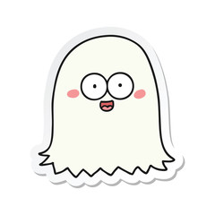 sticker of a cartoon friendly ghost