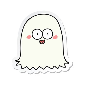 sticker of a cartoon friendly ghost