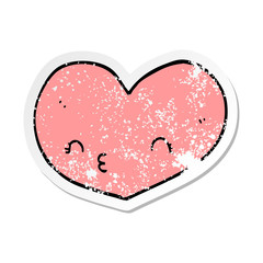 distressed sticker of a cartoon heart with face