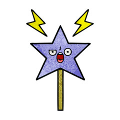retro grunge texture cartoon magic wand