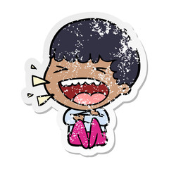 Obraz premium distressed sticker of a cartoon laughing man