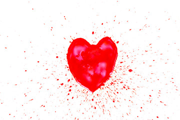 Draw a shape heart by bloody on white background