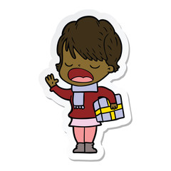 sticker of a cartoon woman talking