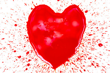Draw a shape heart by bloody on white background