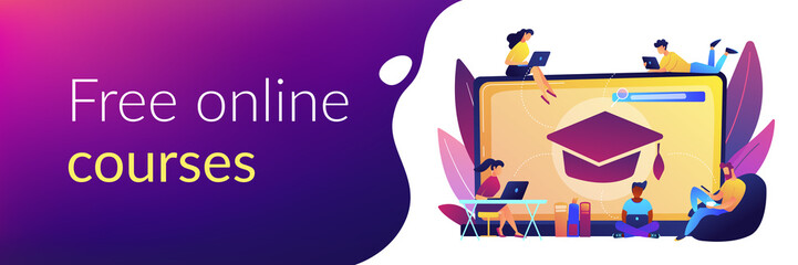 Online courses concept banner header.