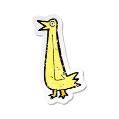retro distressed sticker of a funny cartoon bird