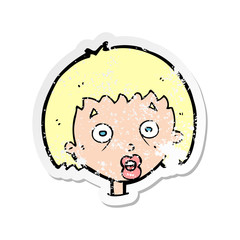 retro distressed sticker of a cartoon shocked woman