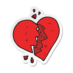 sticker of a cartoon broken heart