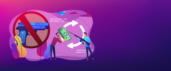 Arms trafficking concept banner header.