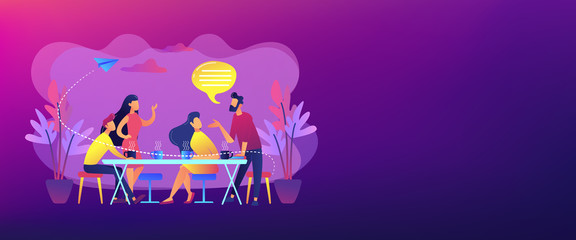 Friends meeting concept banner header.