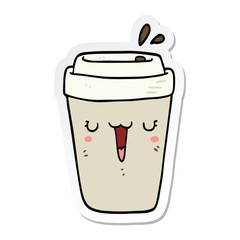 sticker of a cartoon coffee cup