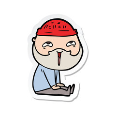sticker of a cartoon happy bearded man