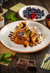 Crepes with chocolate cream