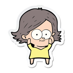 sticker of a happy cartoon girl