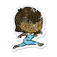 distressed sticker of a cartoon woman