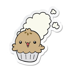 sticker of a cute cartoon pie