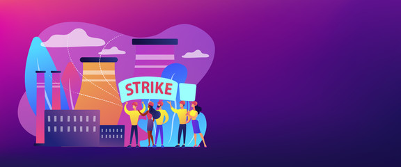 Strike action concept banner header.