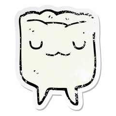 distressed sticker of a cartoon tooth