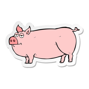 sticker of a cartoon huge pig