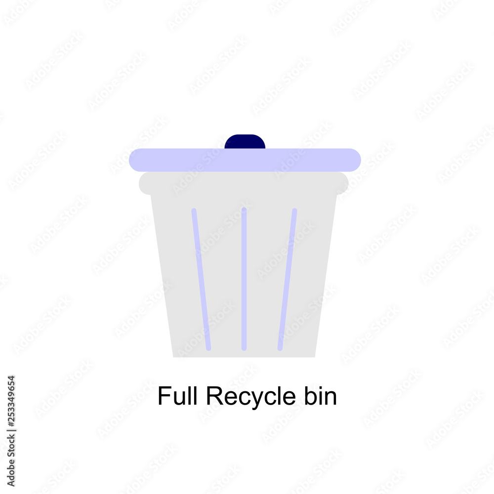 Aufkleber full recycle bin for trash and garbage. vector flat icon for web.