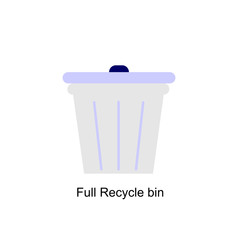 Full Recycle bin for trash and garbage. Vector flat icon for web.