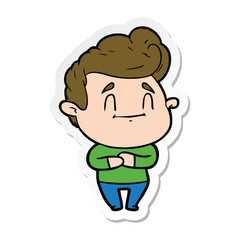 sticker of a happy cartoon man