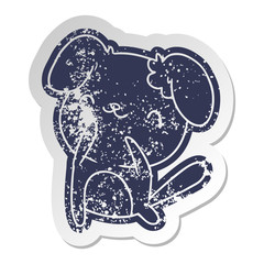 distressed old sticker kawaii of a cute dog