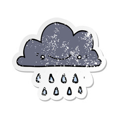 distressed sticker of a cartoon storm cloud