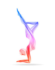 Abstrakcjonistyczna kobiety sylwetka, joga poza, asana - 253351239