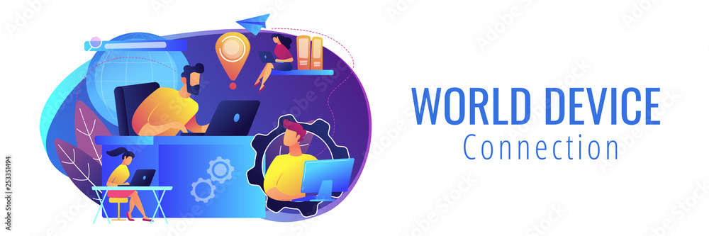 Aufkleber global network connection concept banner header.