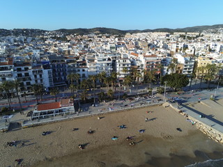 Aerial view of Sitges. Village of Barcelona. Catalonia. Spain. Drone photo