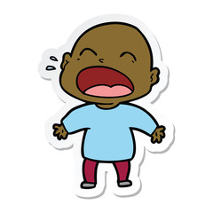 Obraz premium sticker of a cartoon shouting bald man
