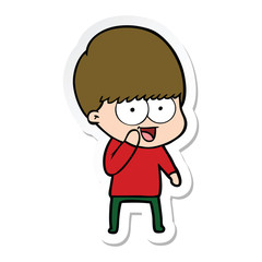 sticker of a happy cartoon boy