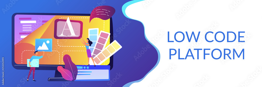 Poster low code development concept banner header.