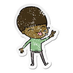 distressed sticker of a cartoon boy