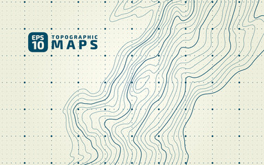 The stylized height of the topographic contour in lines and contours. The concept of a conditional geography scheme and the terrain path. Vector illustration.