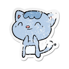 Obraz na płótnie Canvas distressed sticker of a cartoon happy cat
