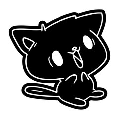 cartoon icon of cute kawaii cat