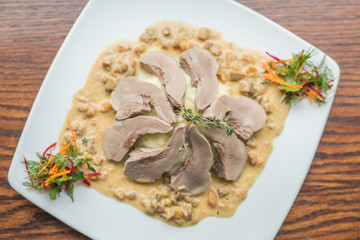 tender veal and garnish