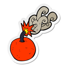 sticker of a cartoon burning bomb