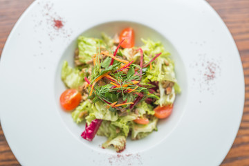 fresh vegetable salad with homemade oil