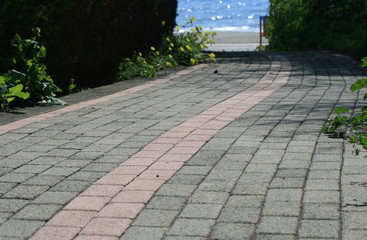 Stone pathway in a seaside park