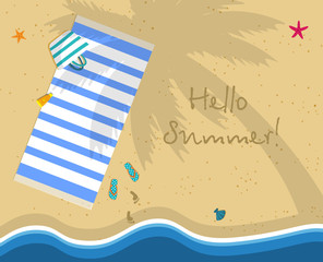 Hello Summer Square Banner. Sunny Beach Top View