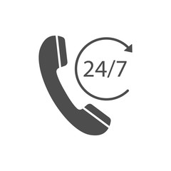 24 hours 7 days icon. Time clock icon vector illustration. Flat design.