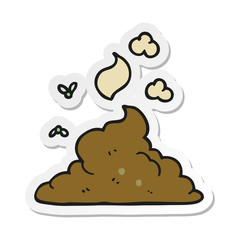 sticker of a cartoon steaming pile of poop