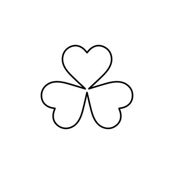 Flat line monochrome clover leaf illustration for web sites and apps. Minimal simple black and white clover leaf illustration. Isolated vector black clover leaf illustration on white background.